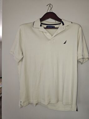 Nautica Men's Cream Polo with Navy Trim NWOT